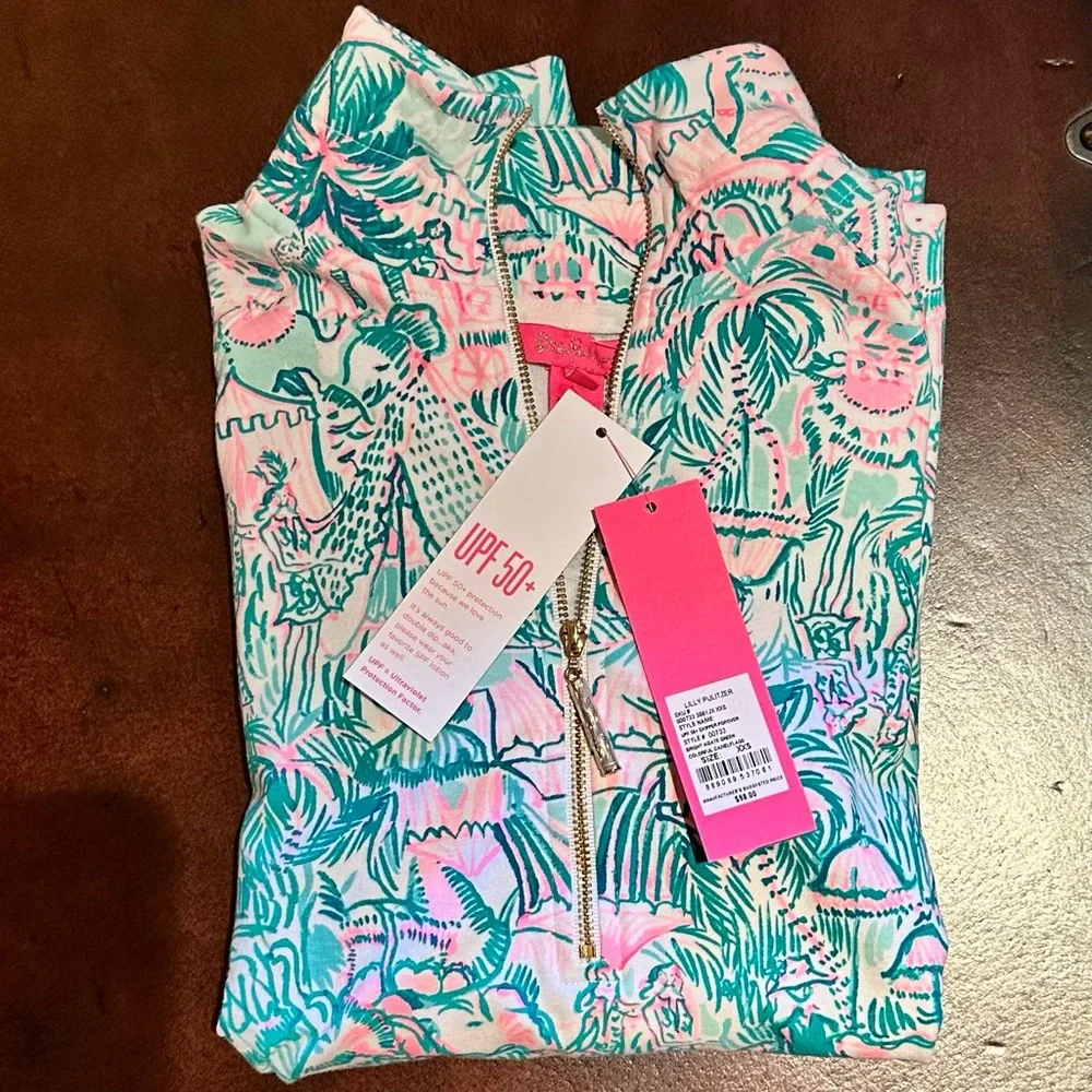 NWT! Lilly Pulitzer Bright Agate Green "Colorful Camelflage" Skipper Popover - Picture 3 of 4